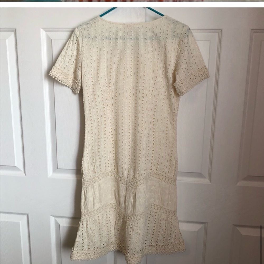 Gorgeous Sundance short sleeve eyelet mini 100% cotton ivory dress- like new! 4 - Picture 7 of 14